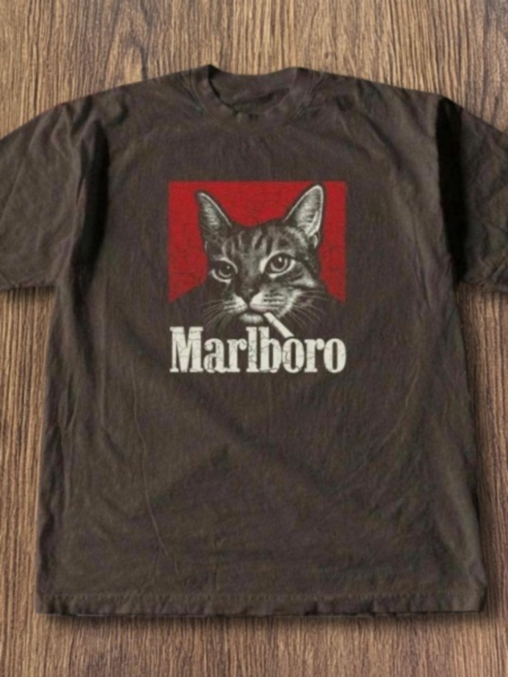 Marlboro Cat Graphic Brown T‑Shirt